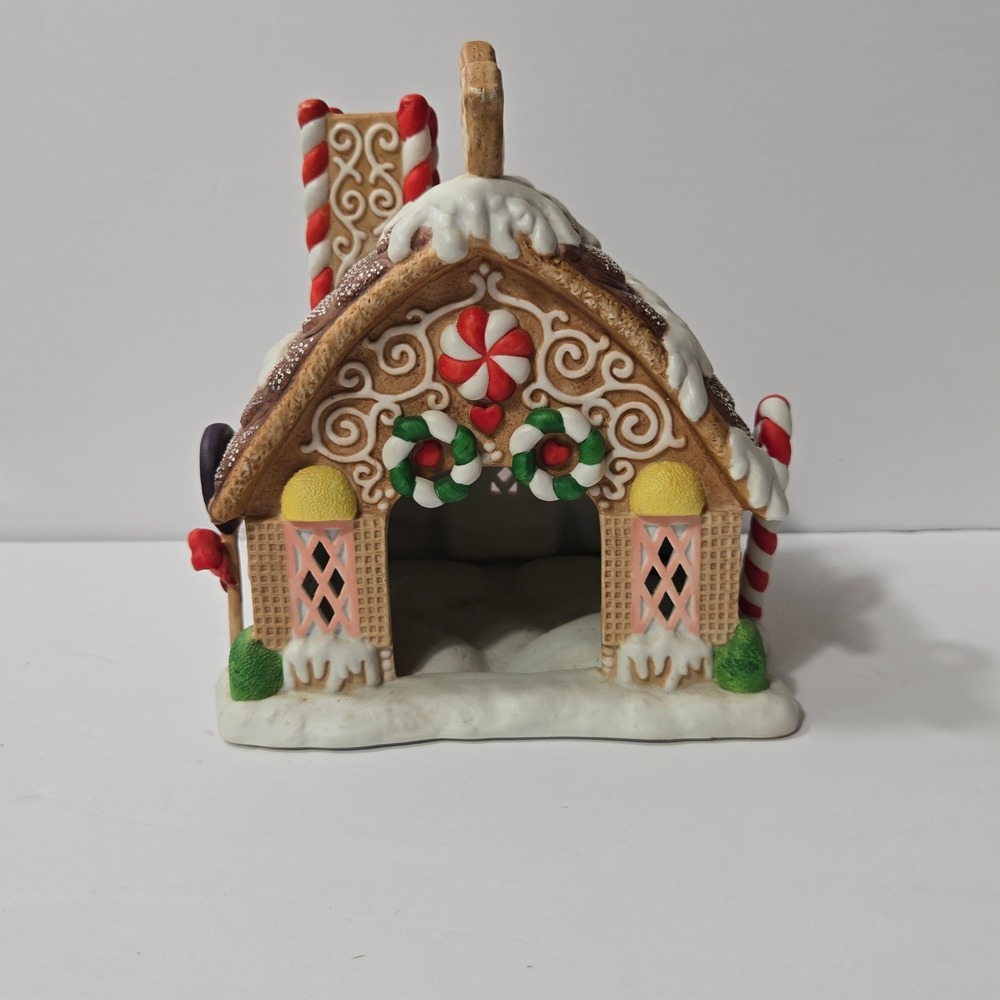 PartyLite Gingerbread House Tealight Candle Holder Ceramic Christmas Village - Picture 3 of 6